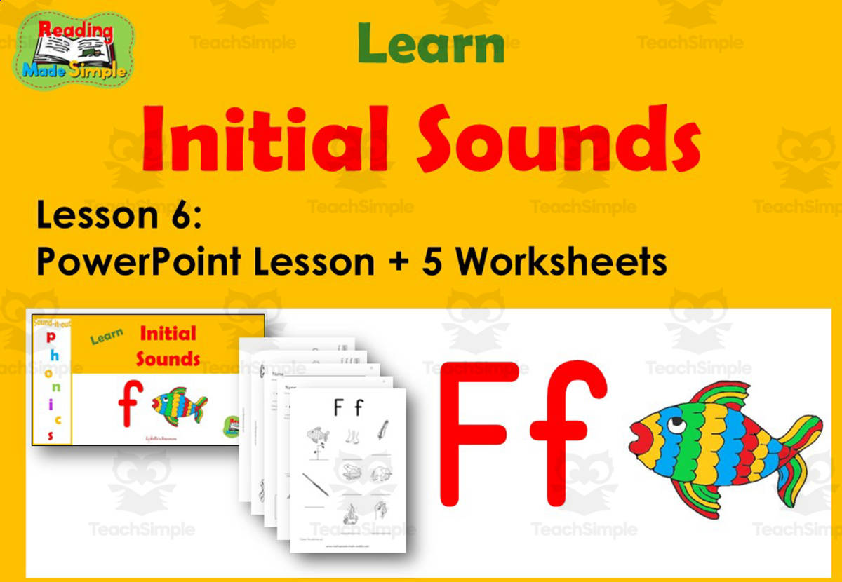 An educational teaching resource from Lilibette's Resources entitled Letter F: PowerPoint and Worksheets: Lesson 6 downloadable at Teach Simple.