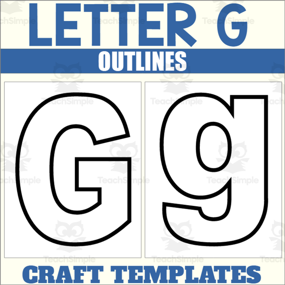 An educational teaching resource from The Connett Connection entitled Letter G Outlines for Alphabet Crafts downloadable at Teach Simple.
