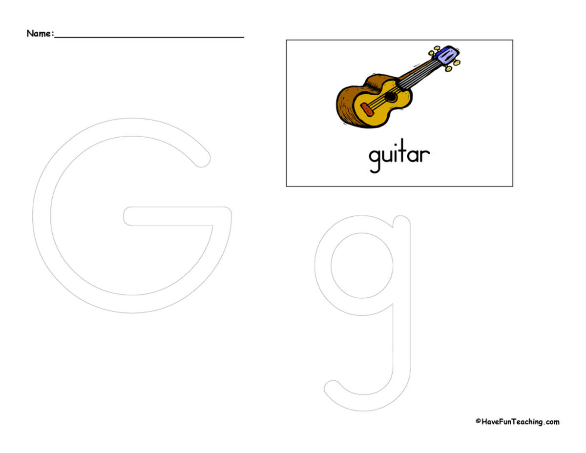 An educational teaching resource from Have Fun Teaching entitled Letter G Tracing Worksheet downloadable at Teach Simple.