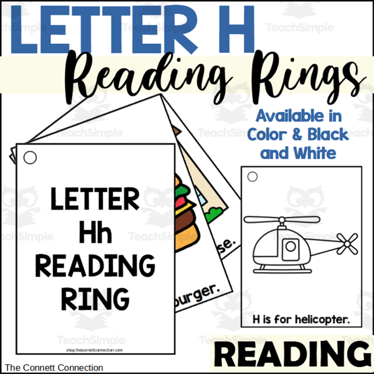 An educational teaching resource from The Connett Connection entitled Letter H Reading Rings downloadable at Teach Simple.