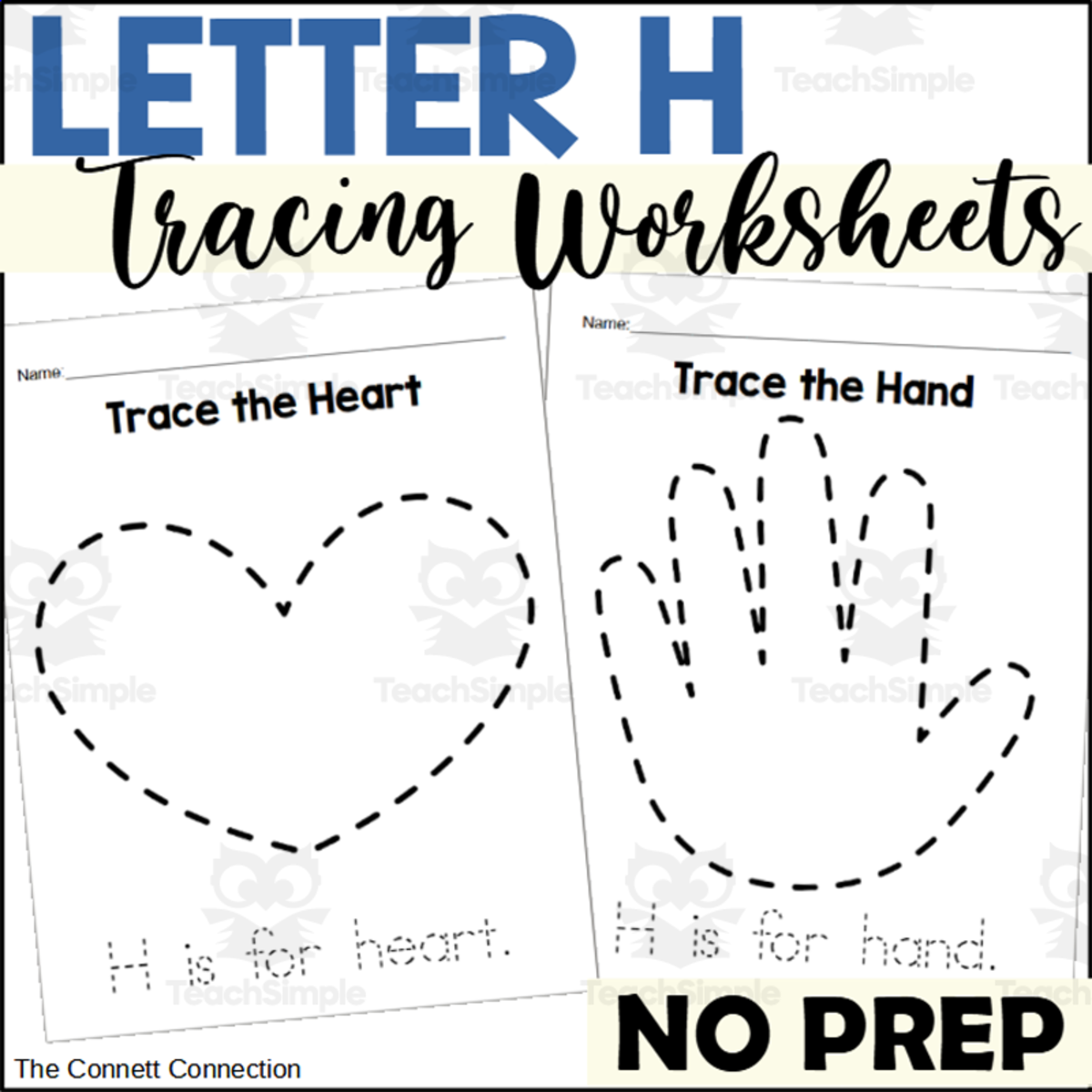 An educational teaching resource from The Connett Connection entitled Letter H Tracing Worksheets downloadable at Teach Simple.