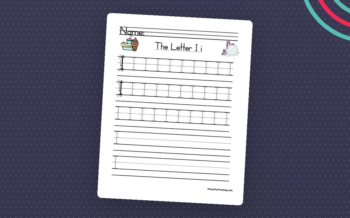 Letter I Handwriting Practice Worksheet preview