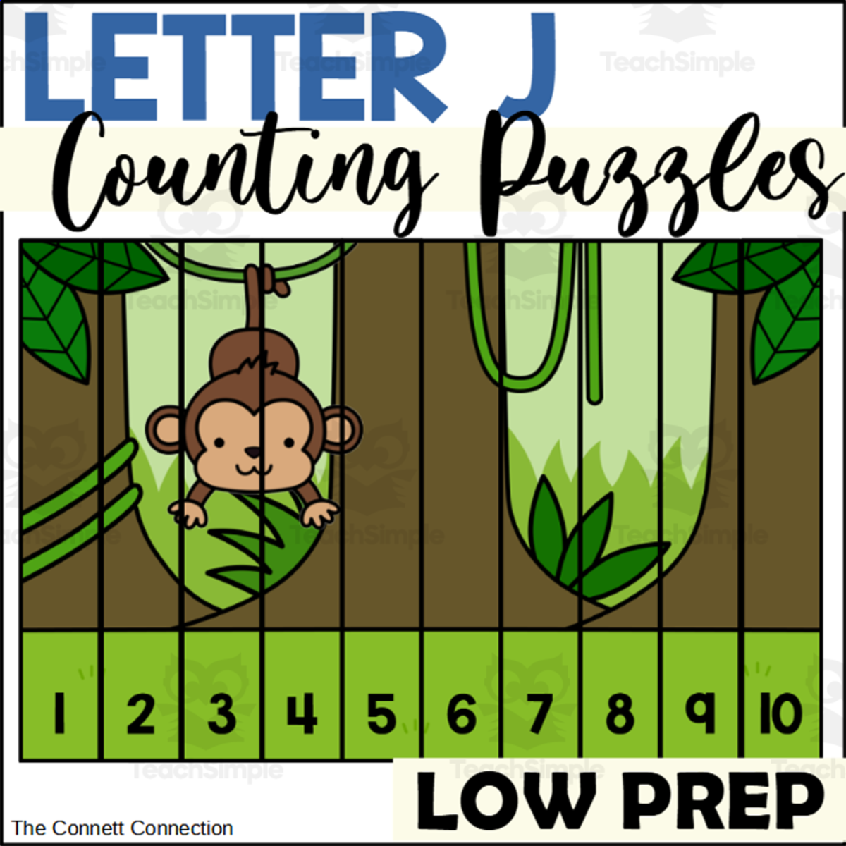 An educational teaching resource from The Connett Connection entitled Letter J Counting to 10 Puzzles downloadable at Teach Simple.