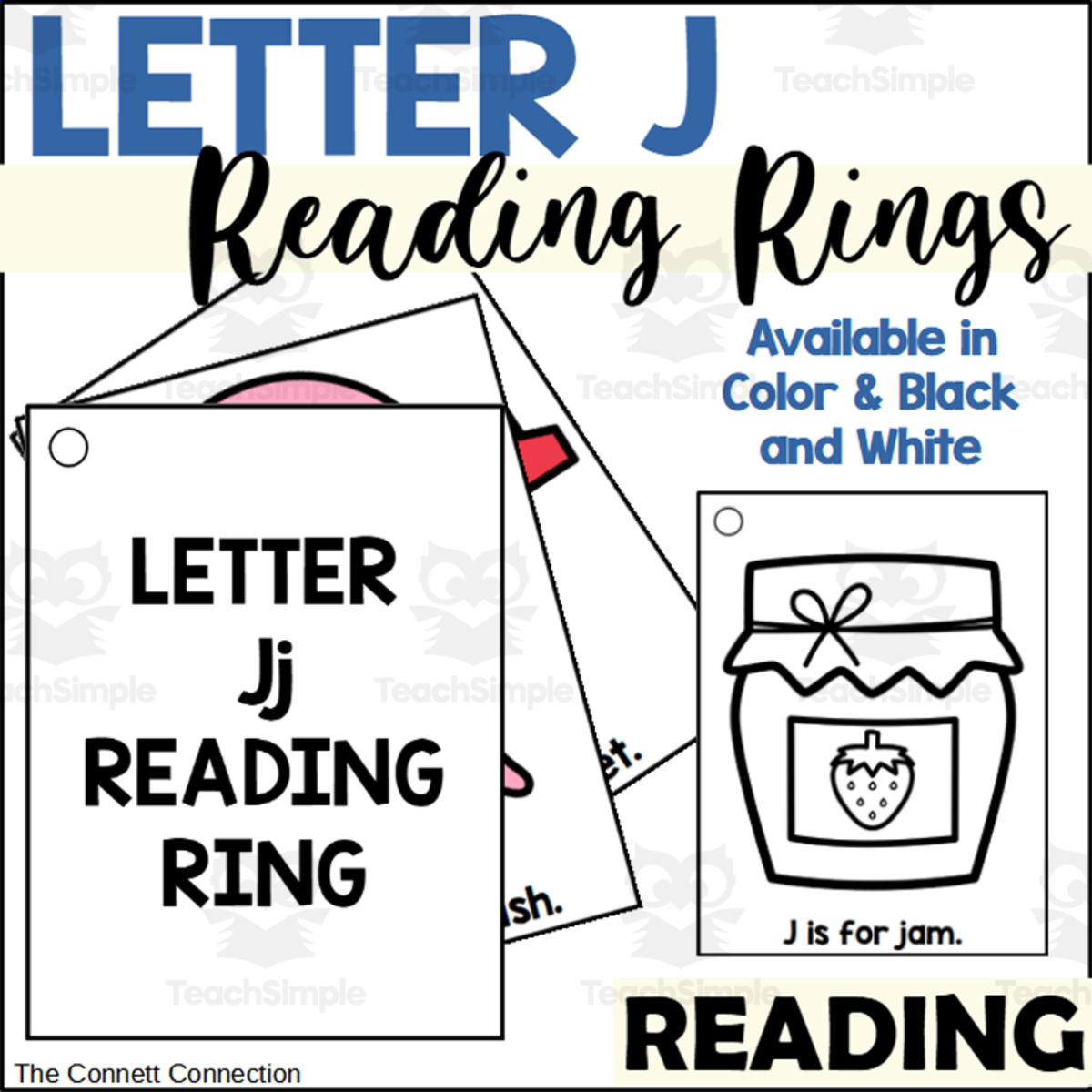 An educational teaching resource from The Connett Connection entitled Letter J Reading Rings downloadable at Teach Simple.
