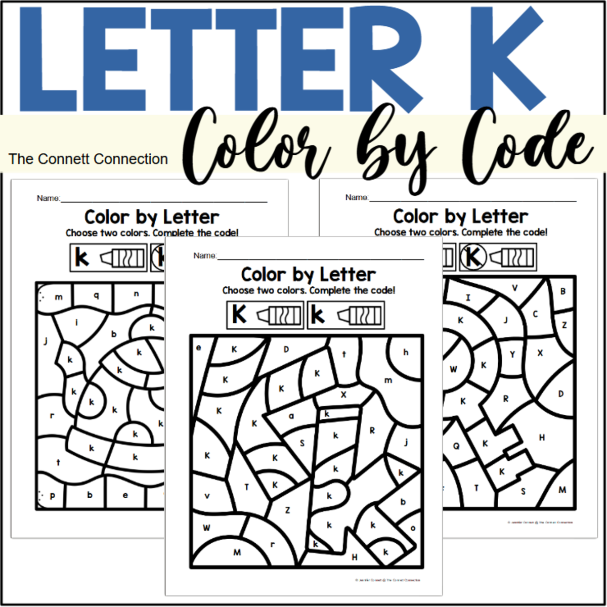 An educational teaching resource from The Connett Connection entitled Letter K Alphabet Color by Code downloadable at Teach Simple.