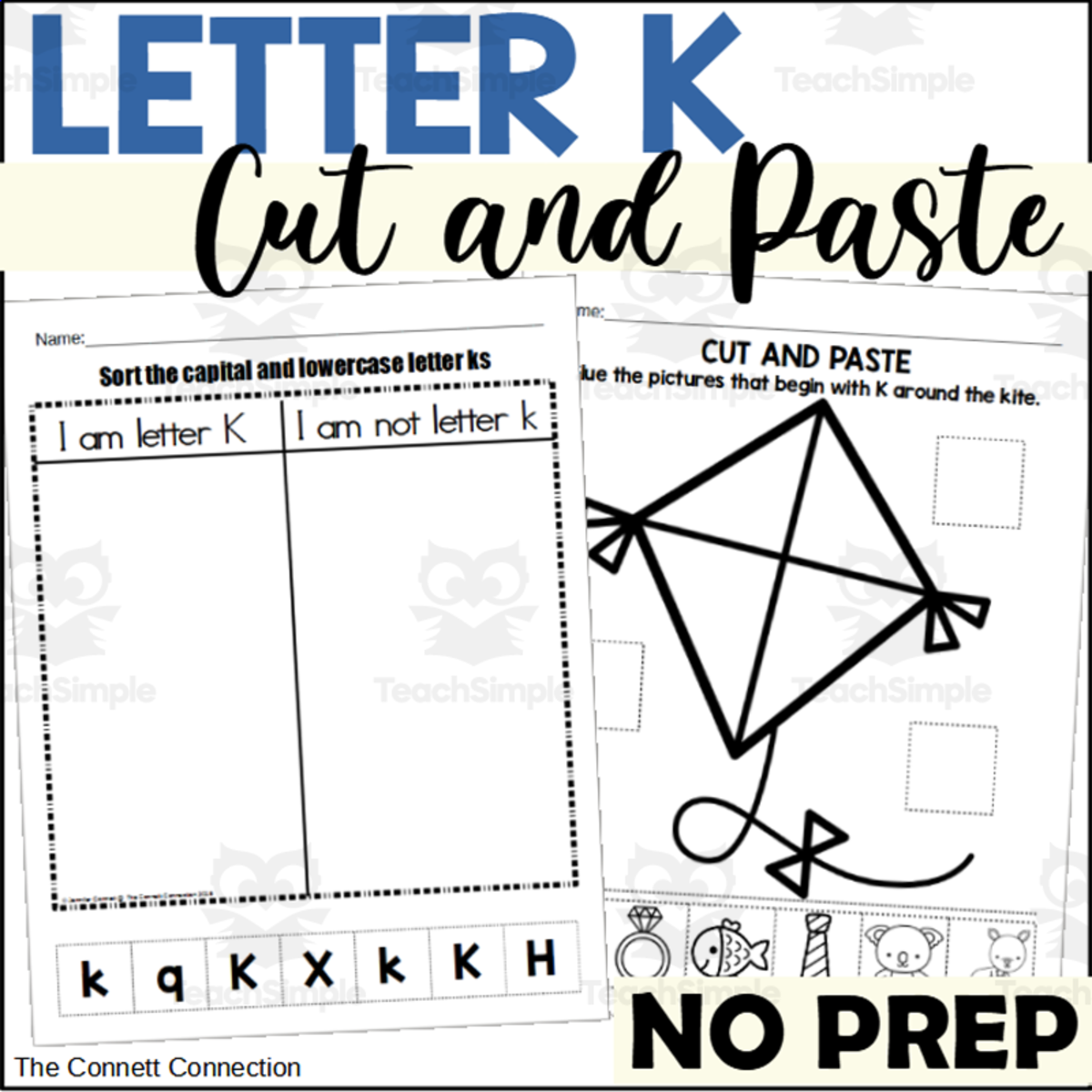 An educational teaching resource from The Connett Connection entitled Letter K Cut and Paste Worksheets downloadable at Teach Simple.