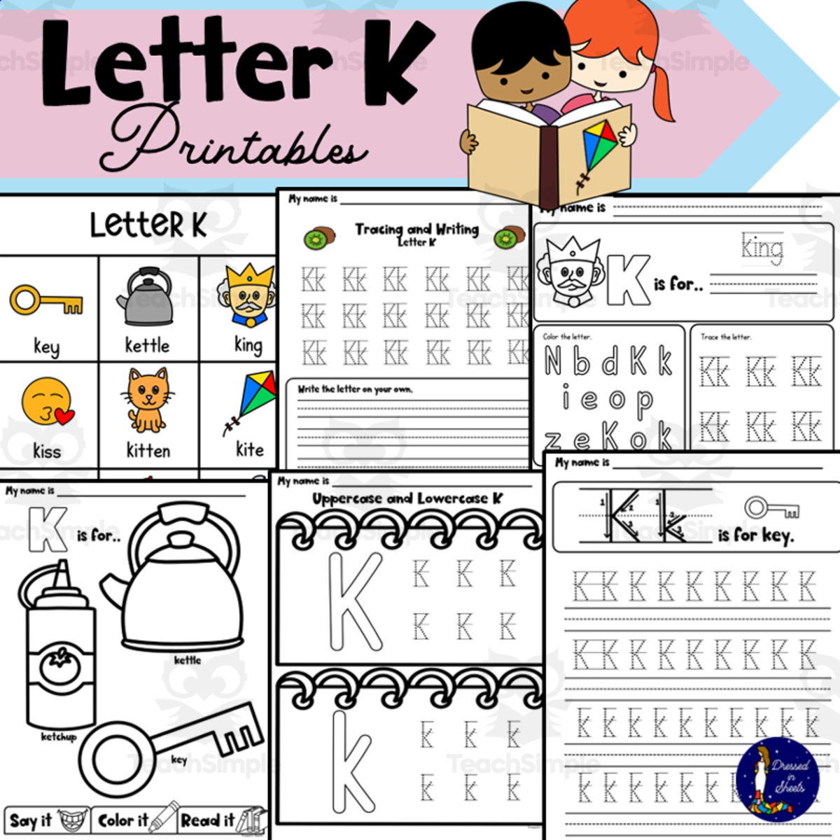 An educational teaching resource from Soumara Siddiqui entitled Letter K Printables downloadable at Teach Simple.