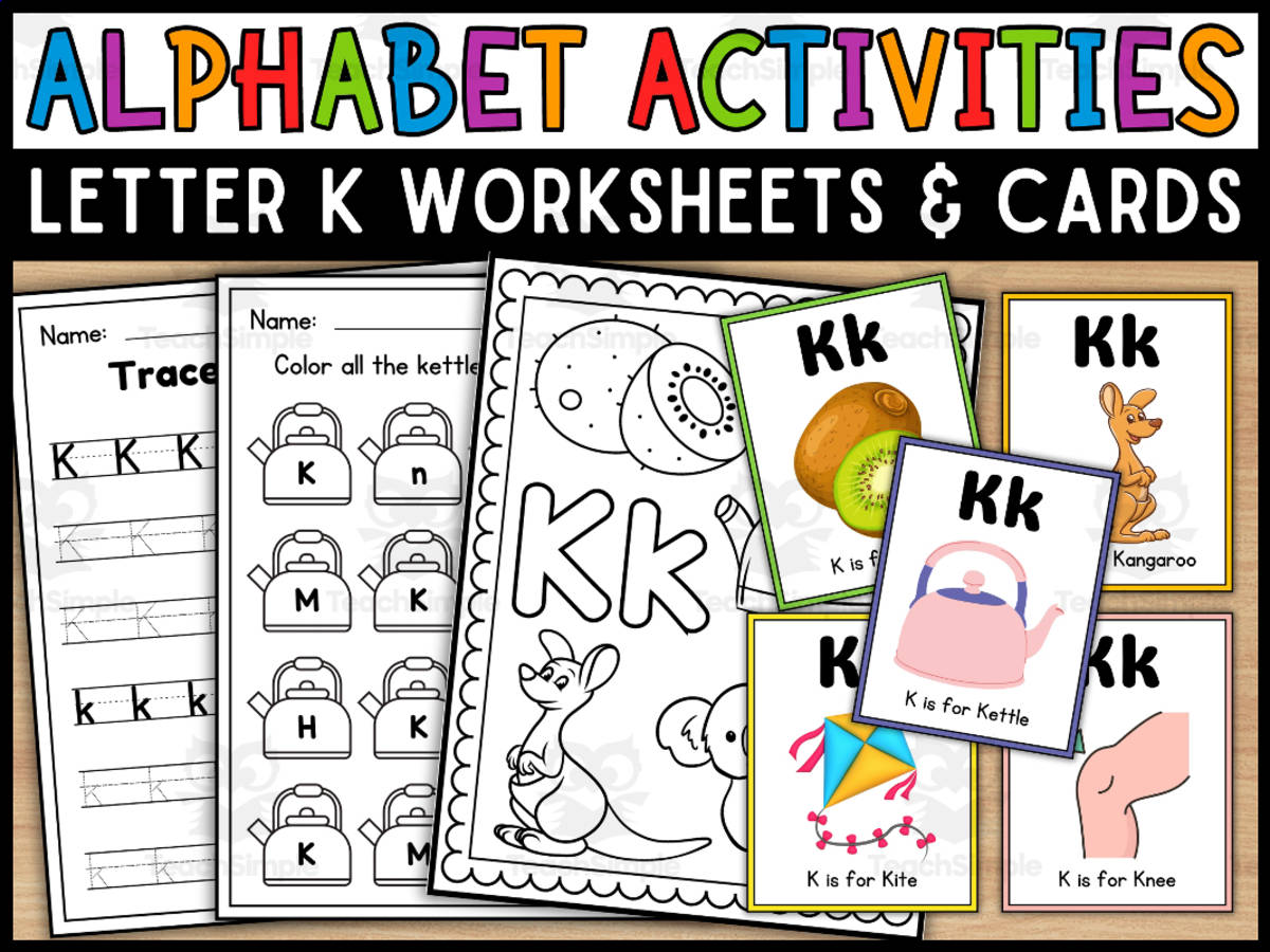 An educational teaching resource from Wonderland School entitled Letter K Worksheets and Flashcards | Back To School Activity downloadable at Teach Simple.
