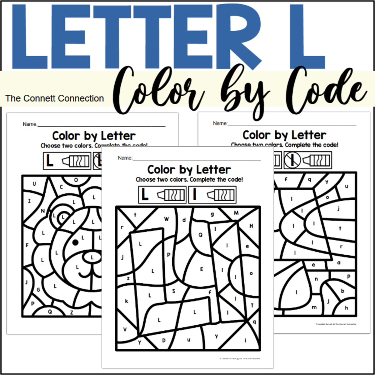 An educational teaching resource from The Connett Connection entitled Letter L Alphabet Color by Code downloadable at Teach Simple.