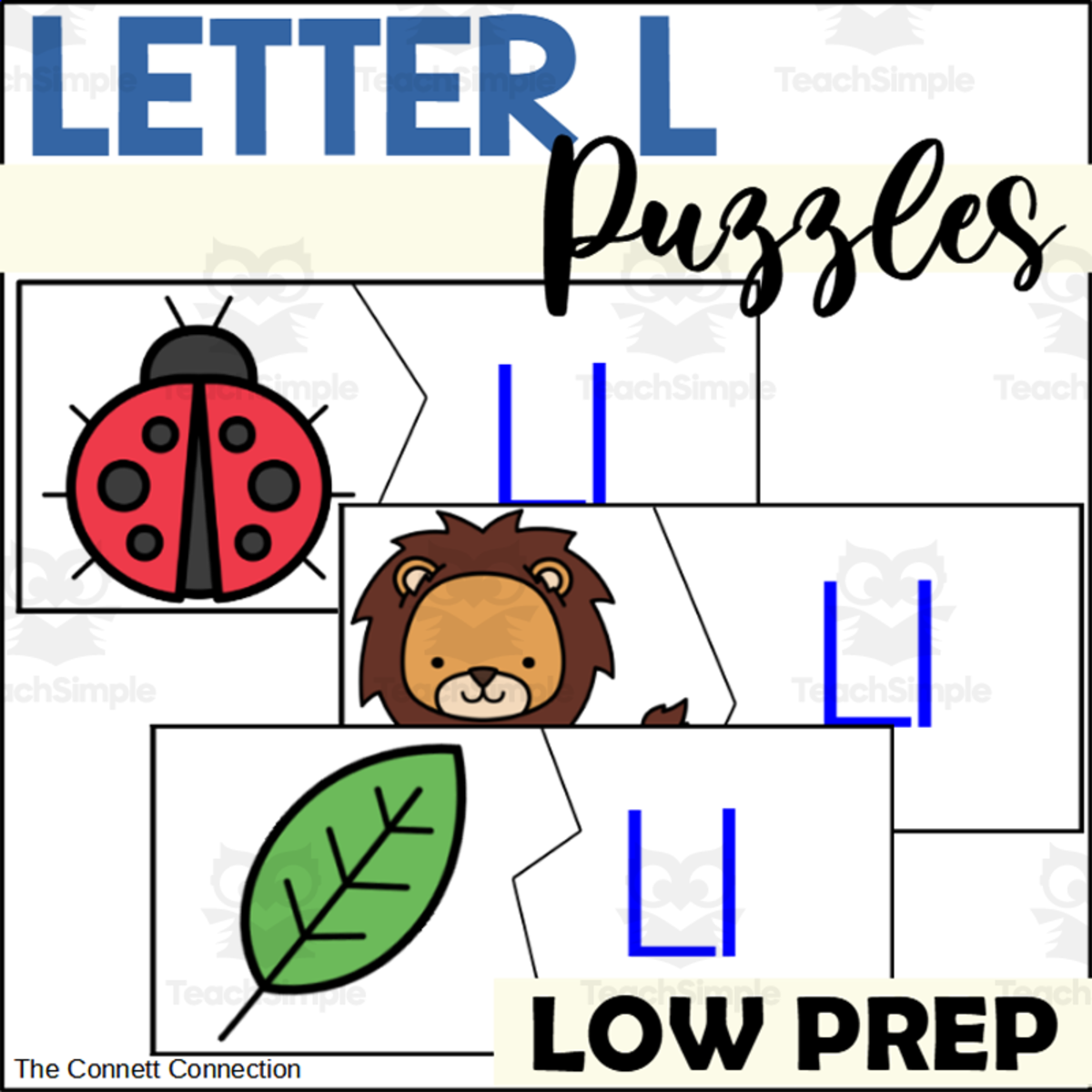 An educational teaching resource from The Connett Connection entitled Letter L Beginning Sounds Puzzles downloadable at Teach Simple.