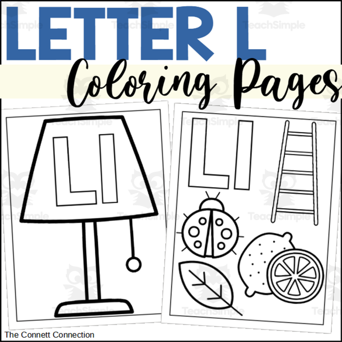 An educational teaching resource from The Connett Connection entitled Letter L Coloring Pages downloadable at Teach Simple.