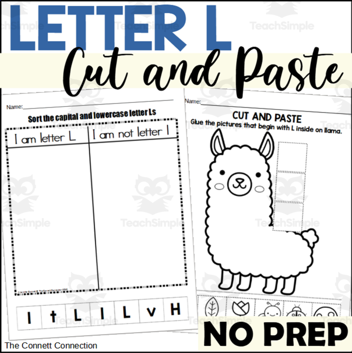 An educational teaching resource from The Connett Connection entitled Letter L Cut and Paste Worksheets downloadable at Teach Simple.