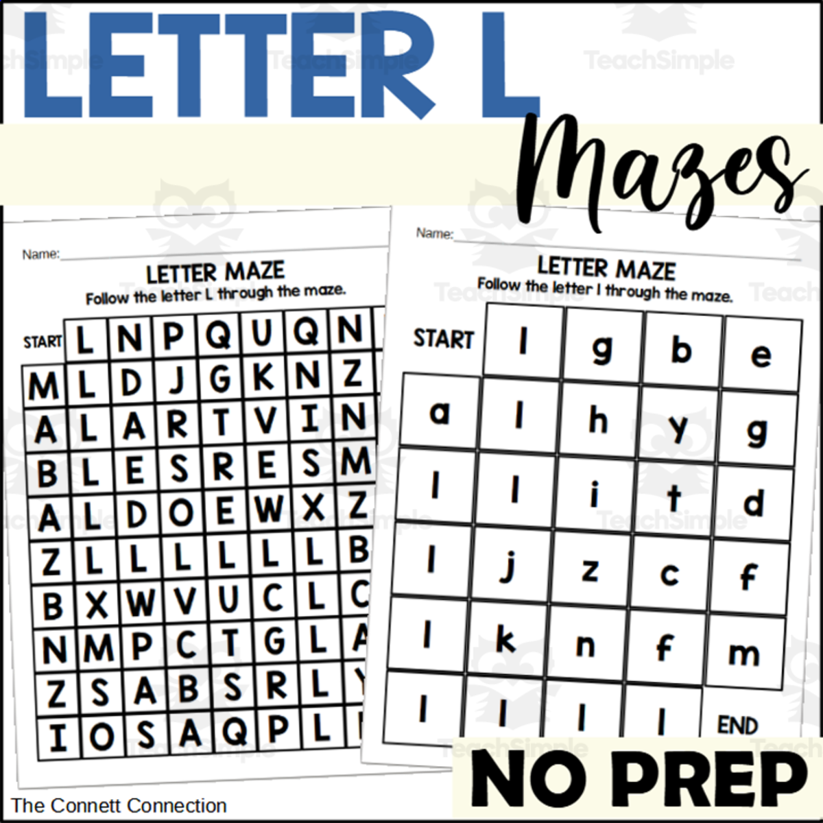 An educational teaching resource from The Connett Connection entitled Letter L Mazes downloadable at Teach Simple.
