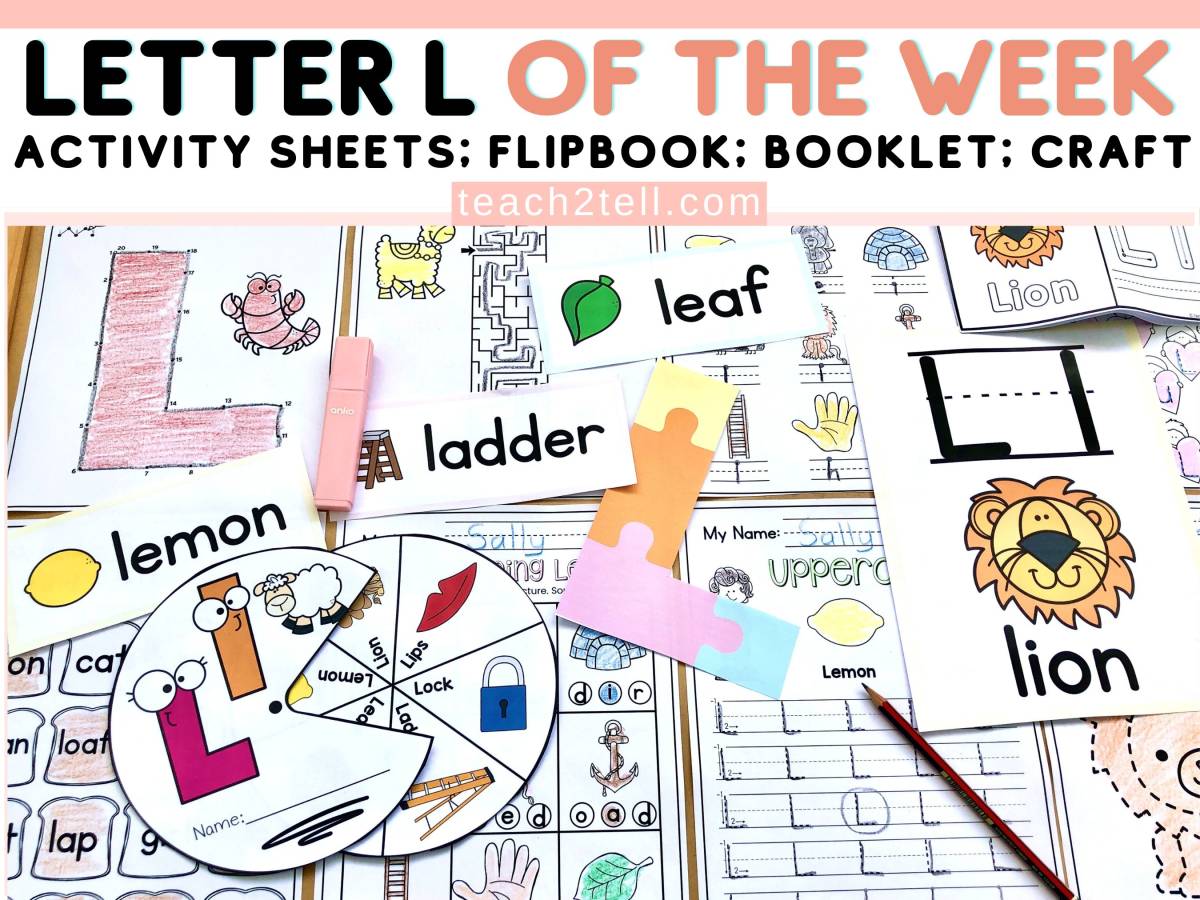An educational teaching resource from Teach2Tell entitled Letter L of the Week Alphabet Activities Hands On Phonics Printables downloadable at Teach Simple.