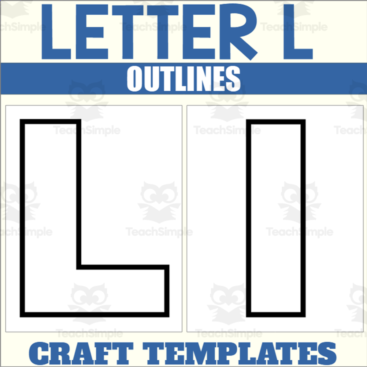 An educational teaching resource from The Connett Connection entitled Letter L Outlines for Alphabet Crafts downloadable at Teach Simple.