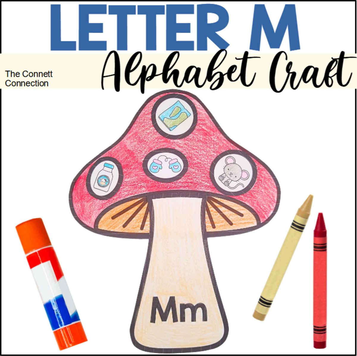 An educational teaching resource from The Connett Connection entitled Letter M Alphabet Craft: M is for Mushroom downloadable at Teach Simple.