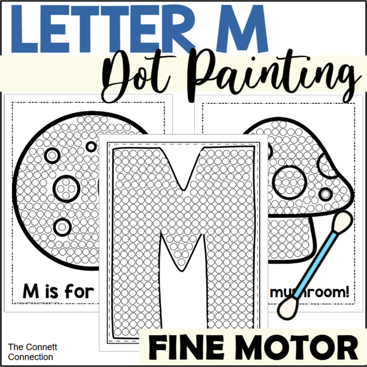 An educational teaching resource from The Connett Connection entitled Letter M Dot Painting downloadable at Teach Simple.