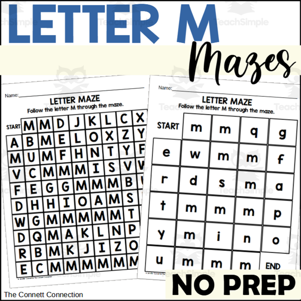 An educational teaching resource from The Connett Connection entitled Letter M Mazes downloadable at Teach Simple.
