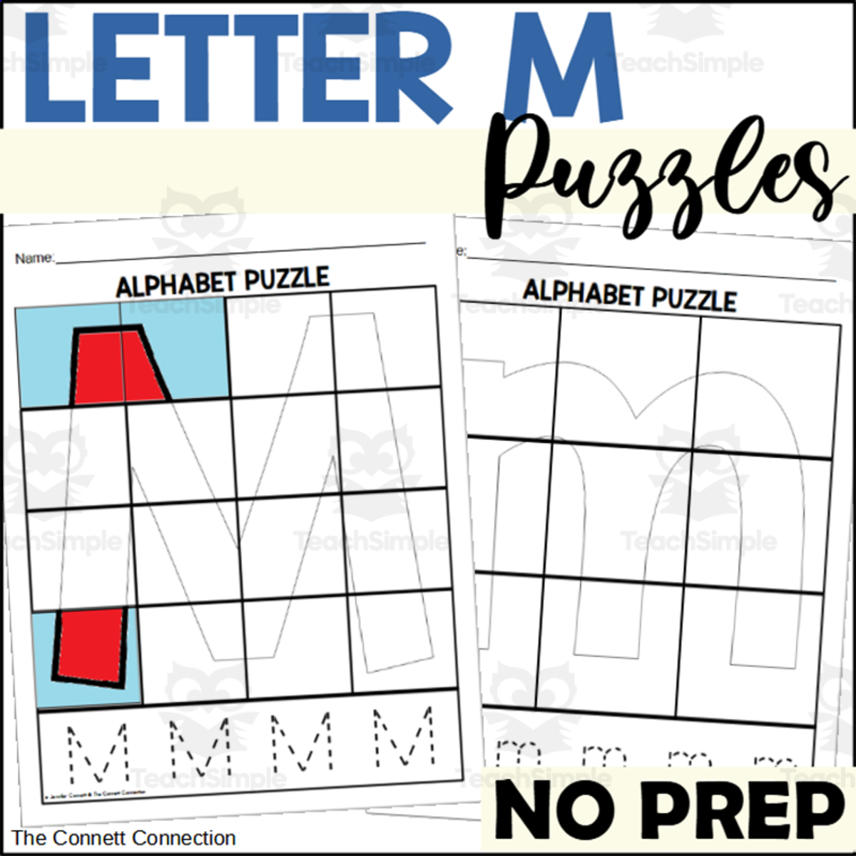 An educational teaching resource from The Connett Connection entitled Letter M Puzzles downloadable at Teach Simple.