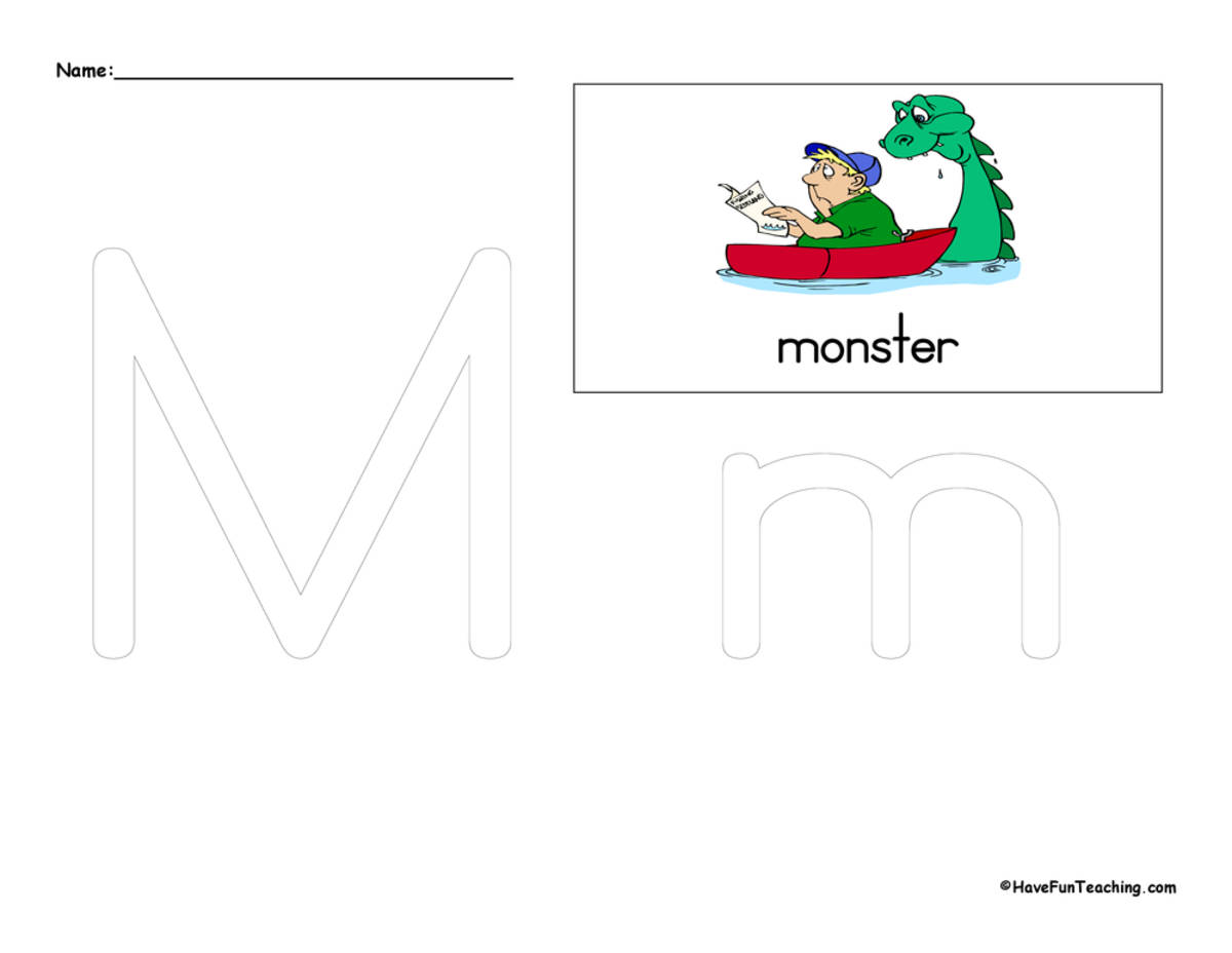 An educational teaching resource from Have Fun Teaching entitled Letter M Tracing Worksheet downloadable at Teach Simple.