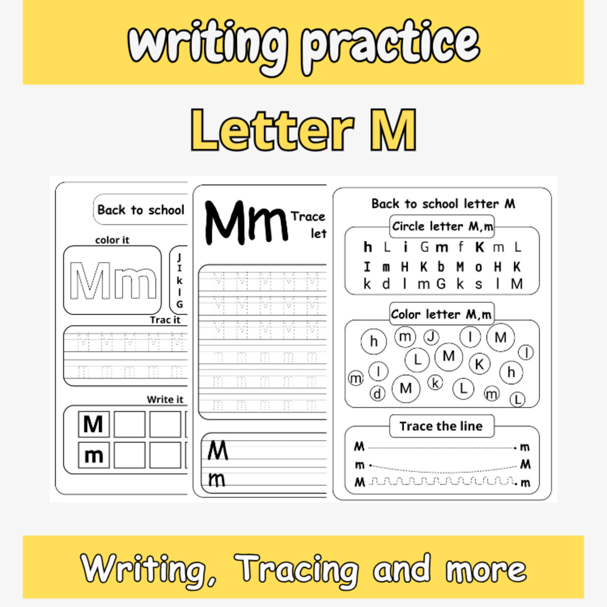 An educational teaching resource from successful teachers resource entitled letter m worksheets for preschool - writing letter m kindergarten downloadable at Teach Simple.