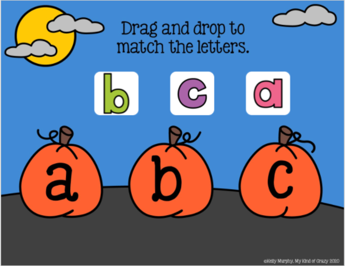 An educational teaching resource from My Kind of Crazy entitled Letter Match - Halloween Theme Slide Deck for  Special Ed downloadable at Teach Simple.