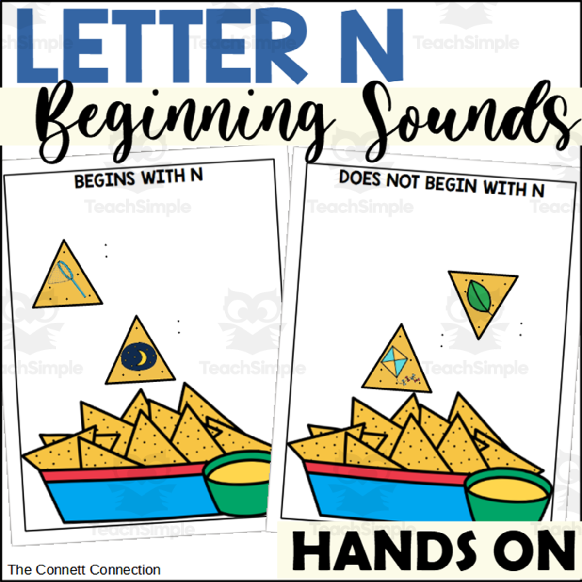 An educational teaching resource from The Connett Connection entitled Letter N Beginning Sound Sort downloadable at Teach Simple.