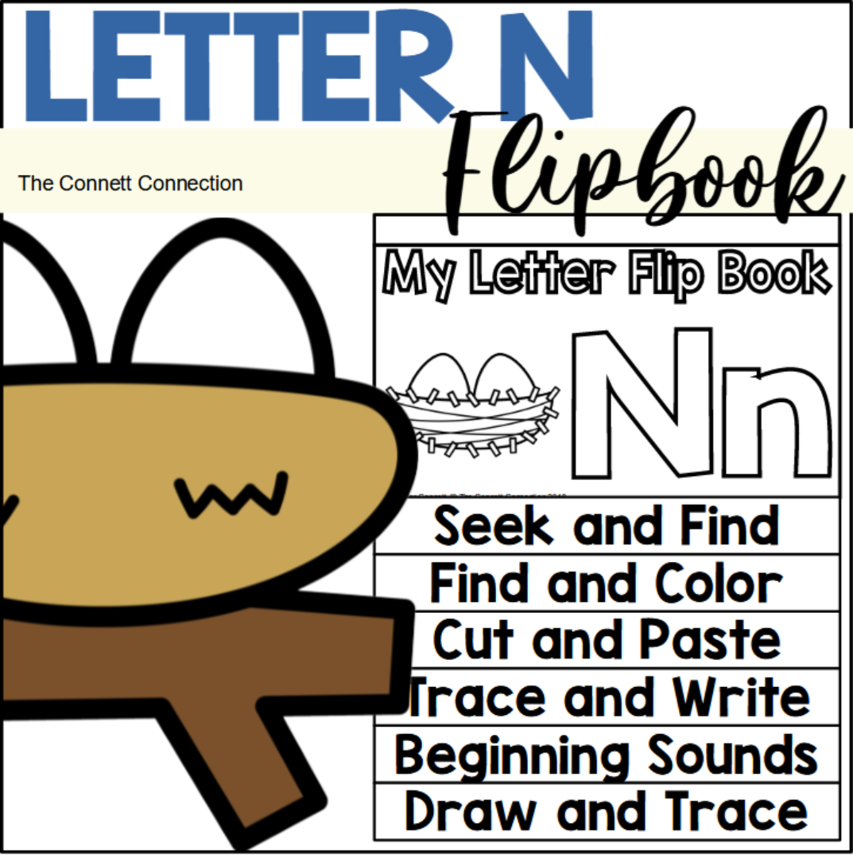 An educational teaching resource from The Connett Connection entitled Letter N Flip Book downloadable at Teach Simple.