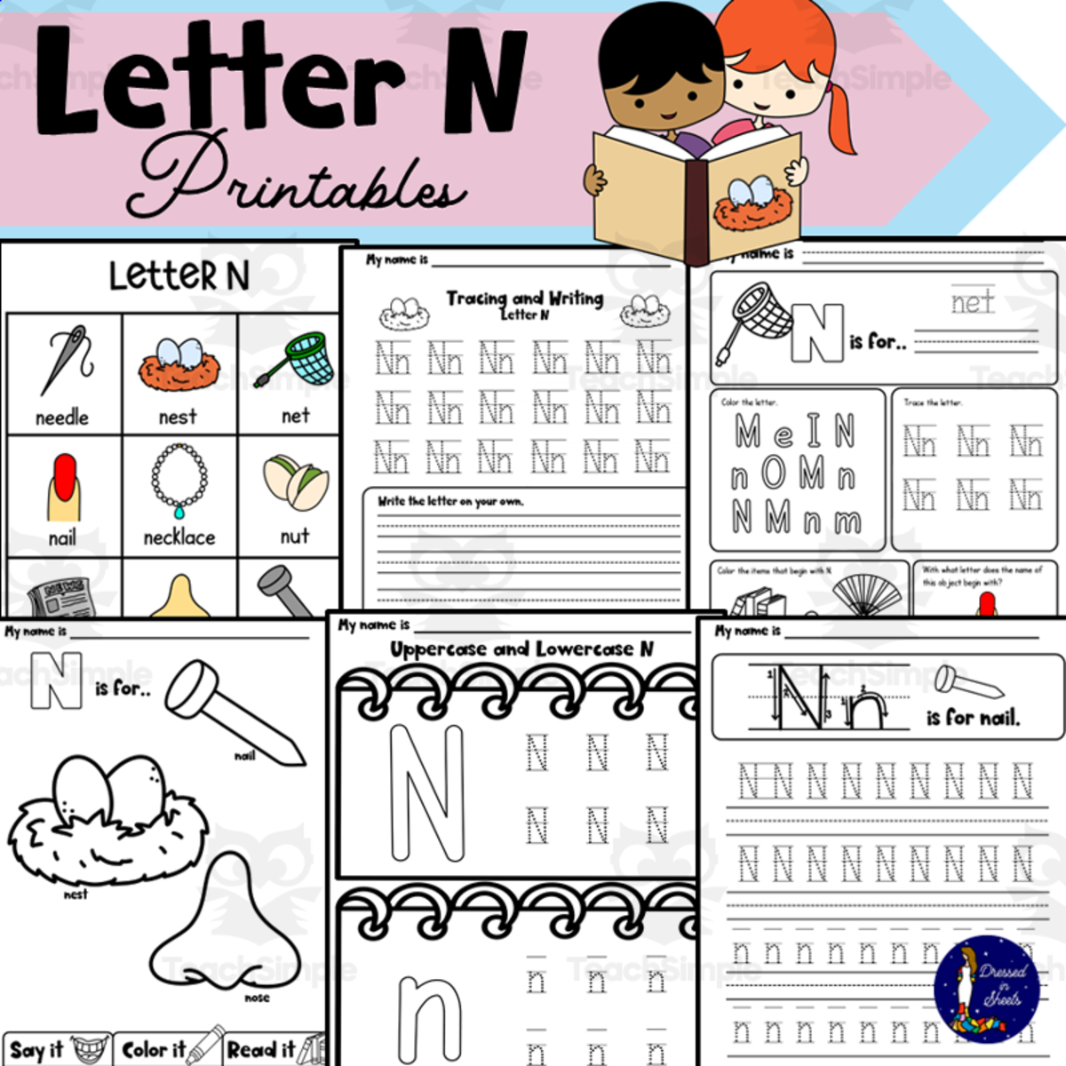 An educational teaching resource from Soumara Siddiqui entitled Letter N Printables downloadable at Teach Simple.