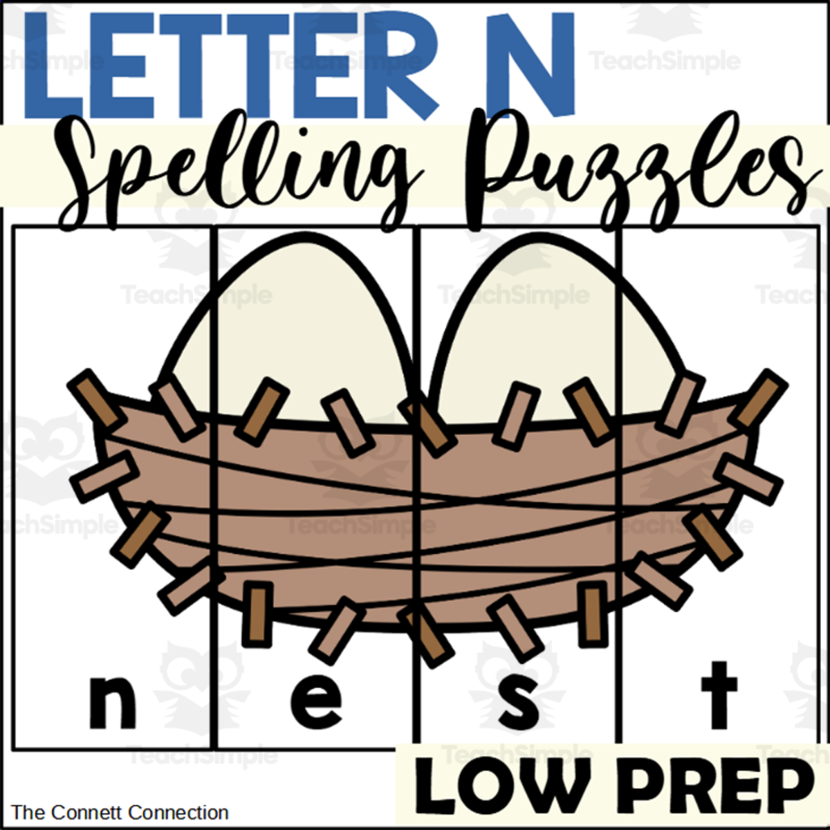 An educational teaching resource from The Connett Connection entitled Letter N Spelling Puzzles downloadable at Teach Simple.