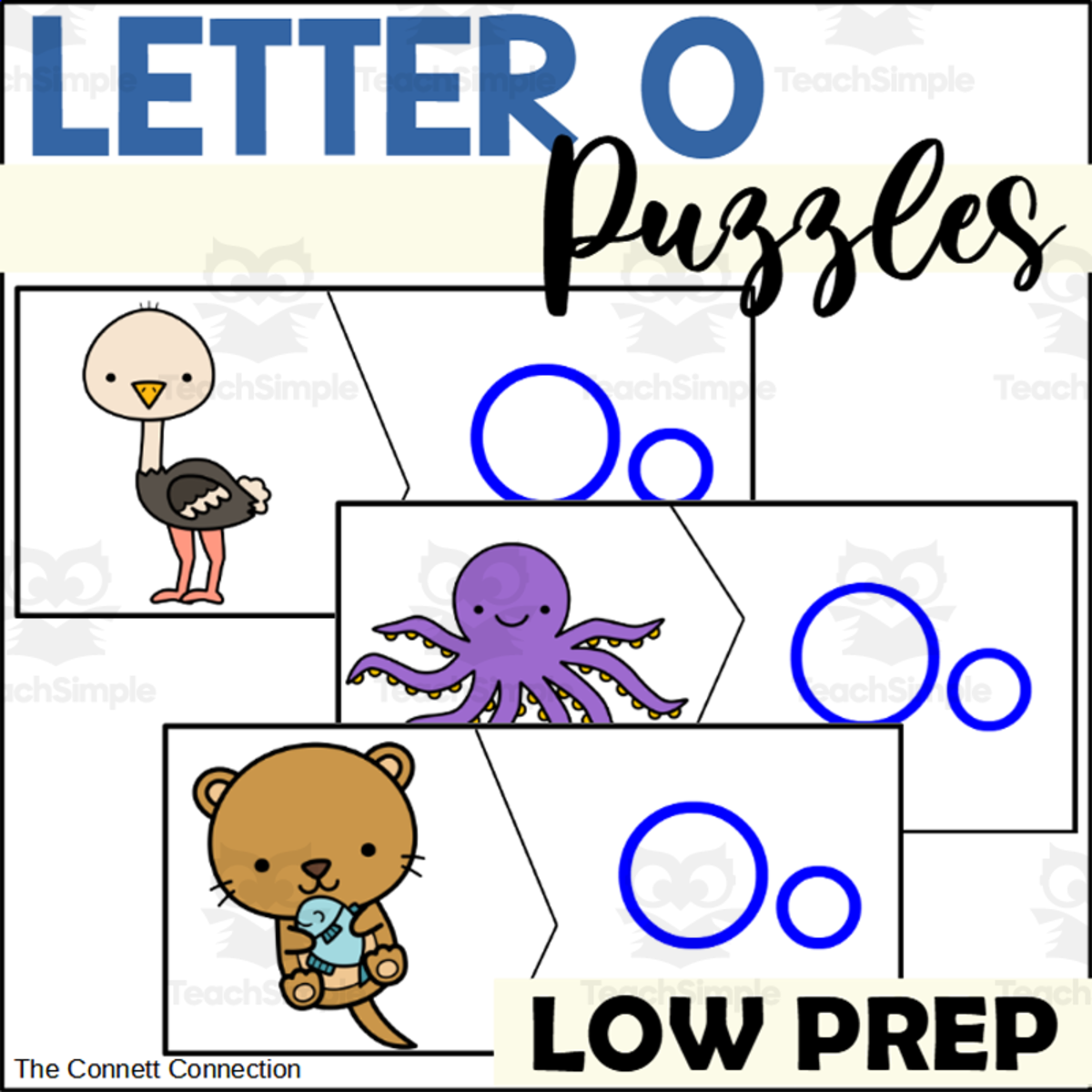 An educational teaching resource from The Connett Connection entitled Letter O Beginning Sound Puzzles downloadable at Teach Simple.