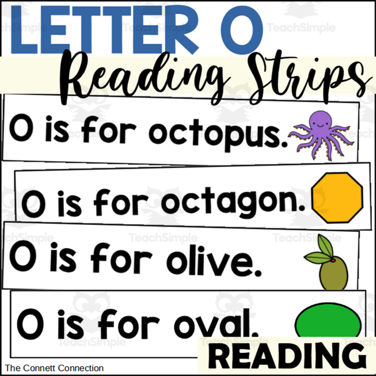 An educational teaching resource from The Connett Connection entitled Letter O Reading Strips downloadable at Teach Simple.