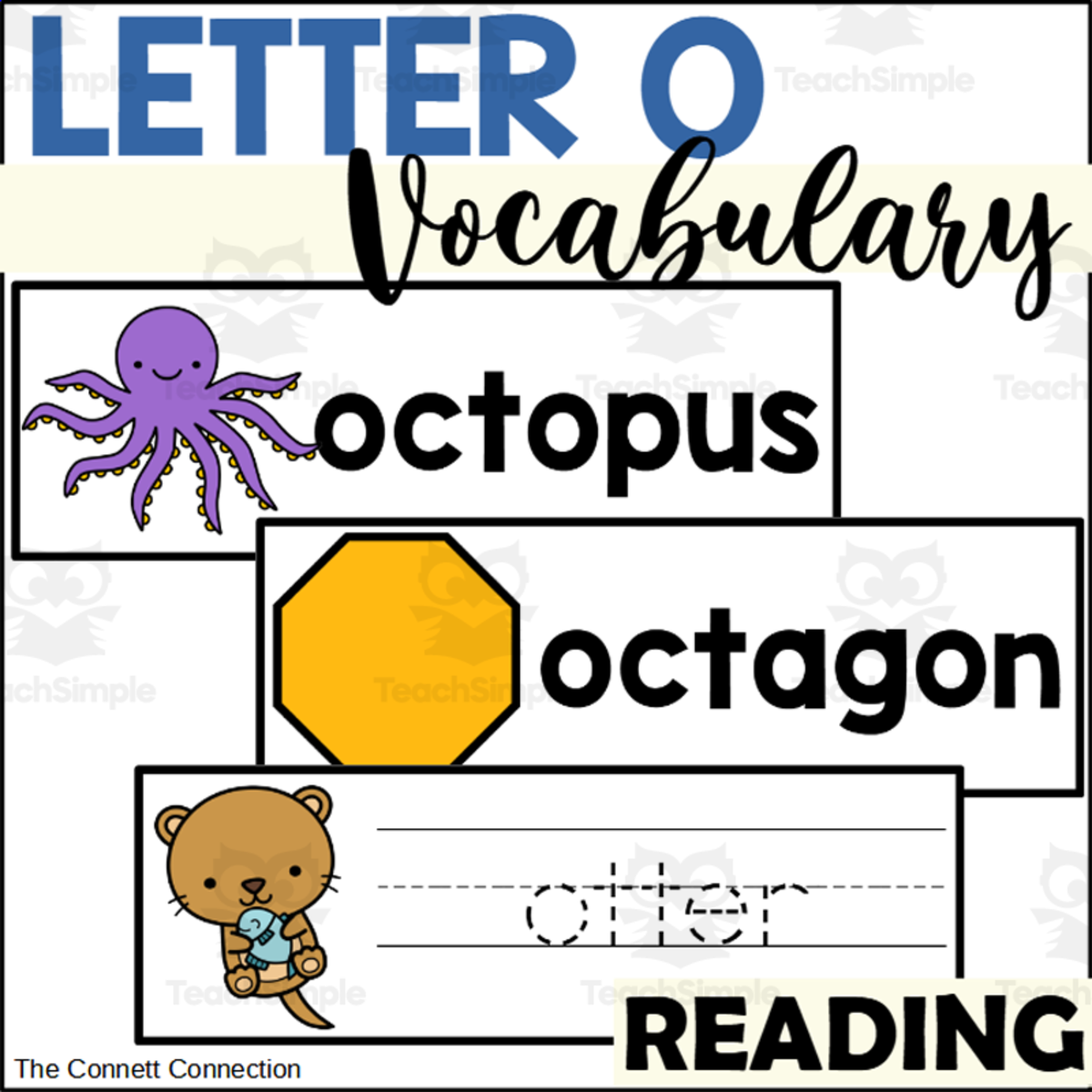 An educational teaching resource from The Connett Connection entitled Letter O Vocabulary and Tracing Cards downloadable at Teach Simple.