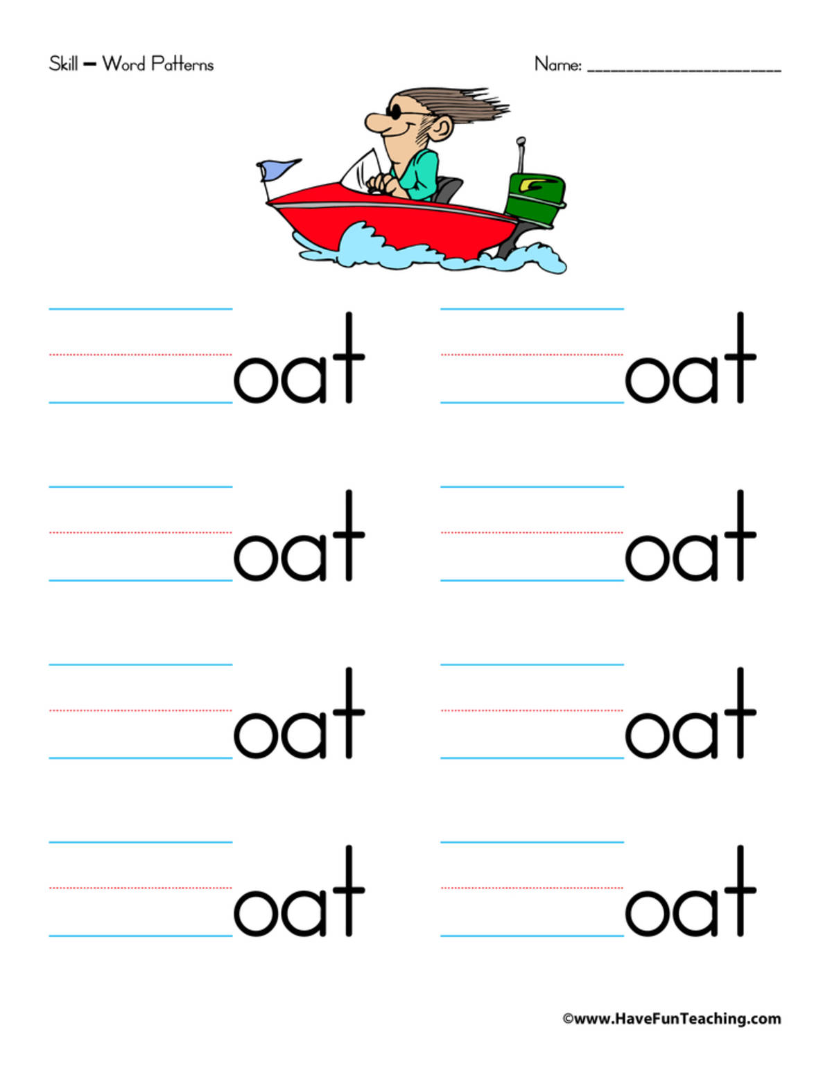 An educational teaching resource from Have Fun Teaching entitled Letter O Word Families Worksheet downloadable at Teach Simple.