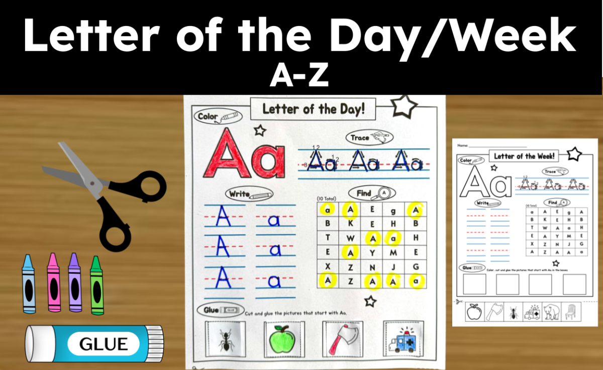 An educational teaching resource from CraftEdPrints entitled Letter of the Day / Week A-Z downloadable at Teach Simple.