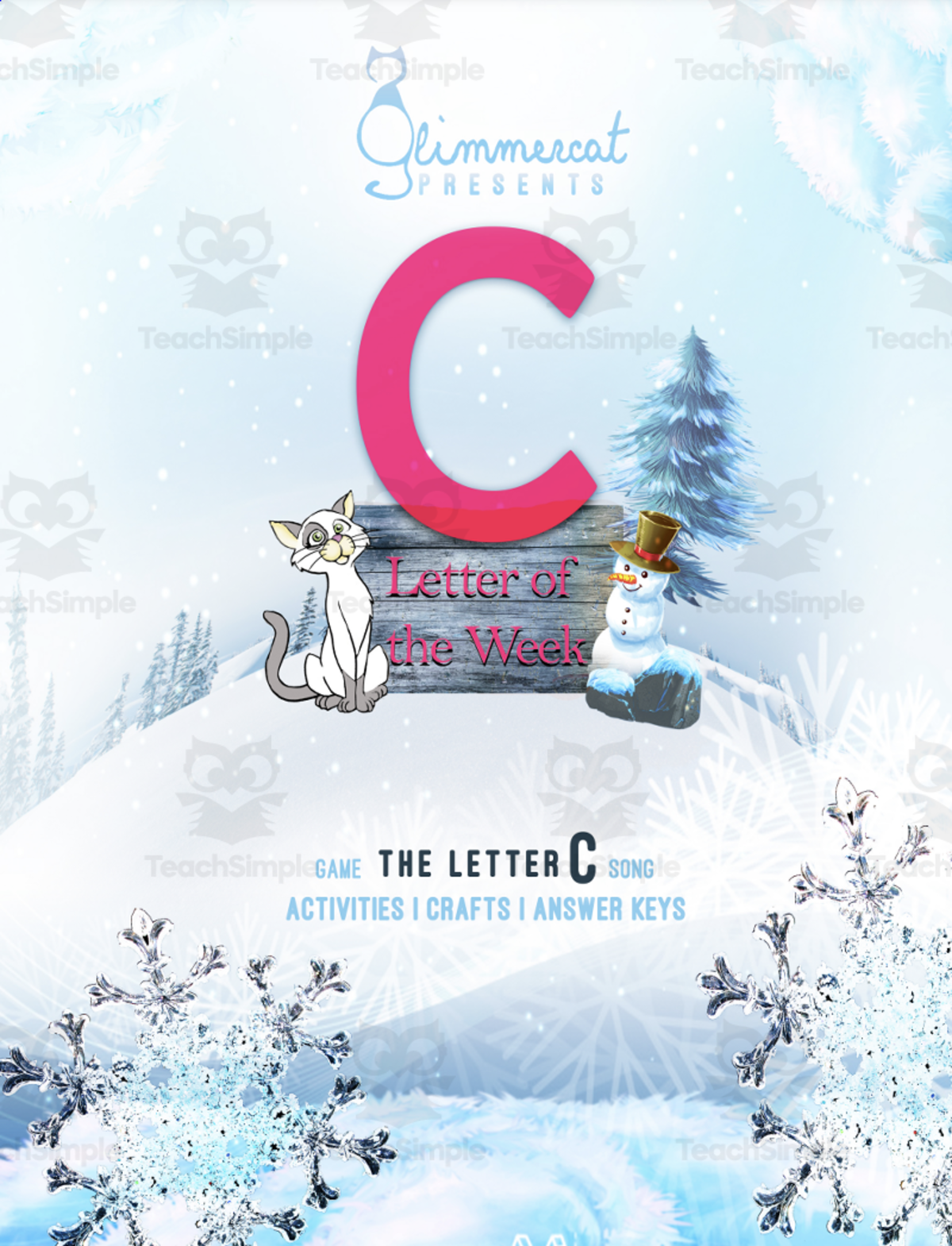 An educational teaching resource from Glimmercat Education entitled Letter of the Week Curriculum: Letter C Freebie downloadable at Teach Simple.