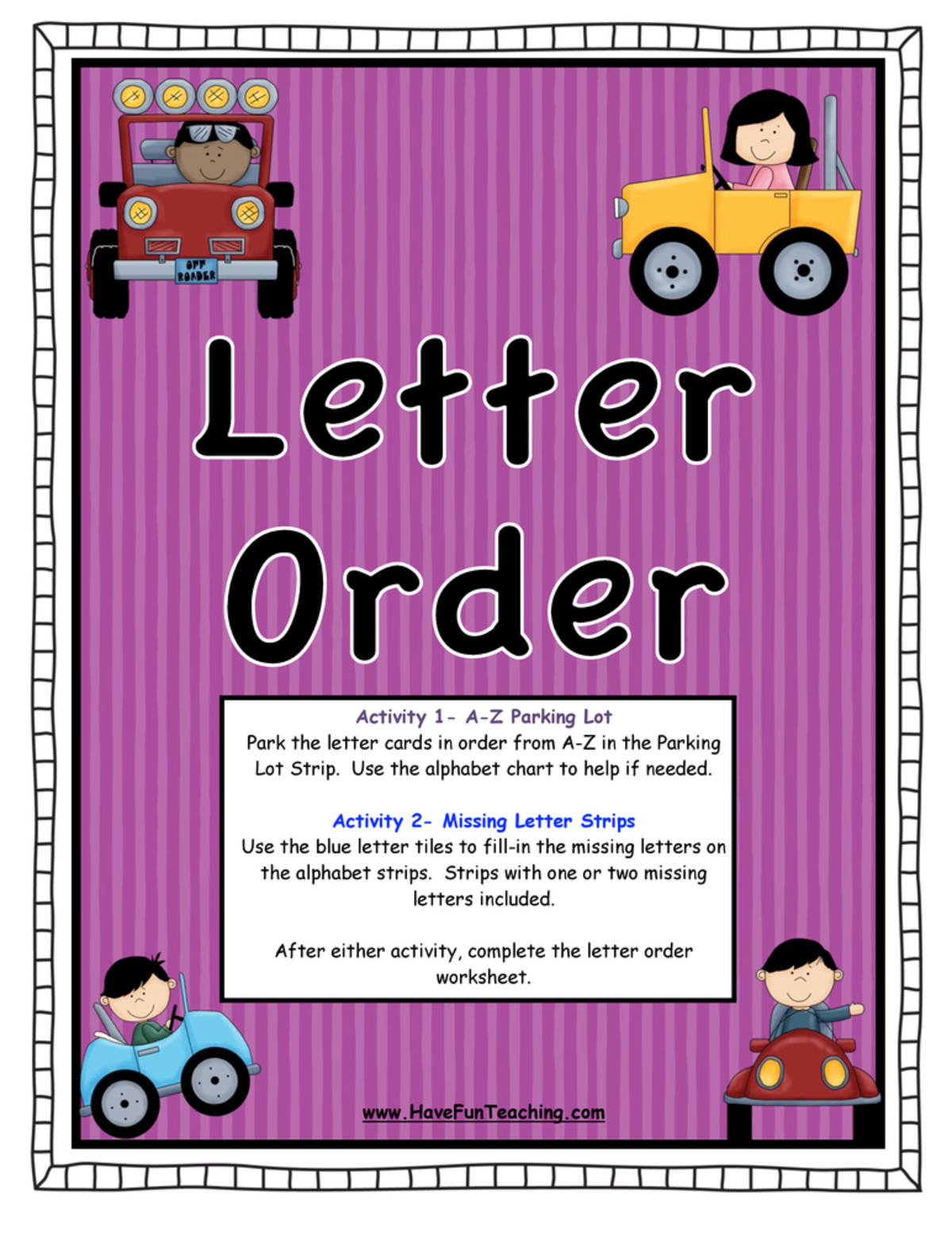 An educational teaching resource from Have Fun Teaching entitled Letter Order Activity downloadable at Teach Simple.