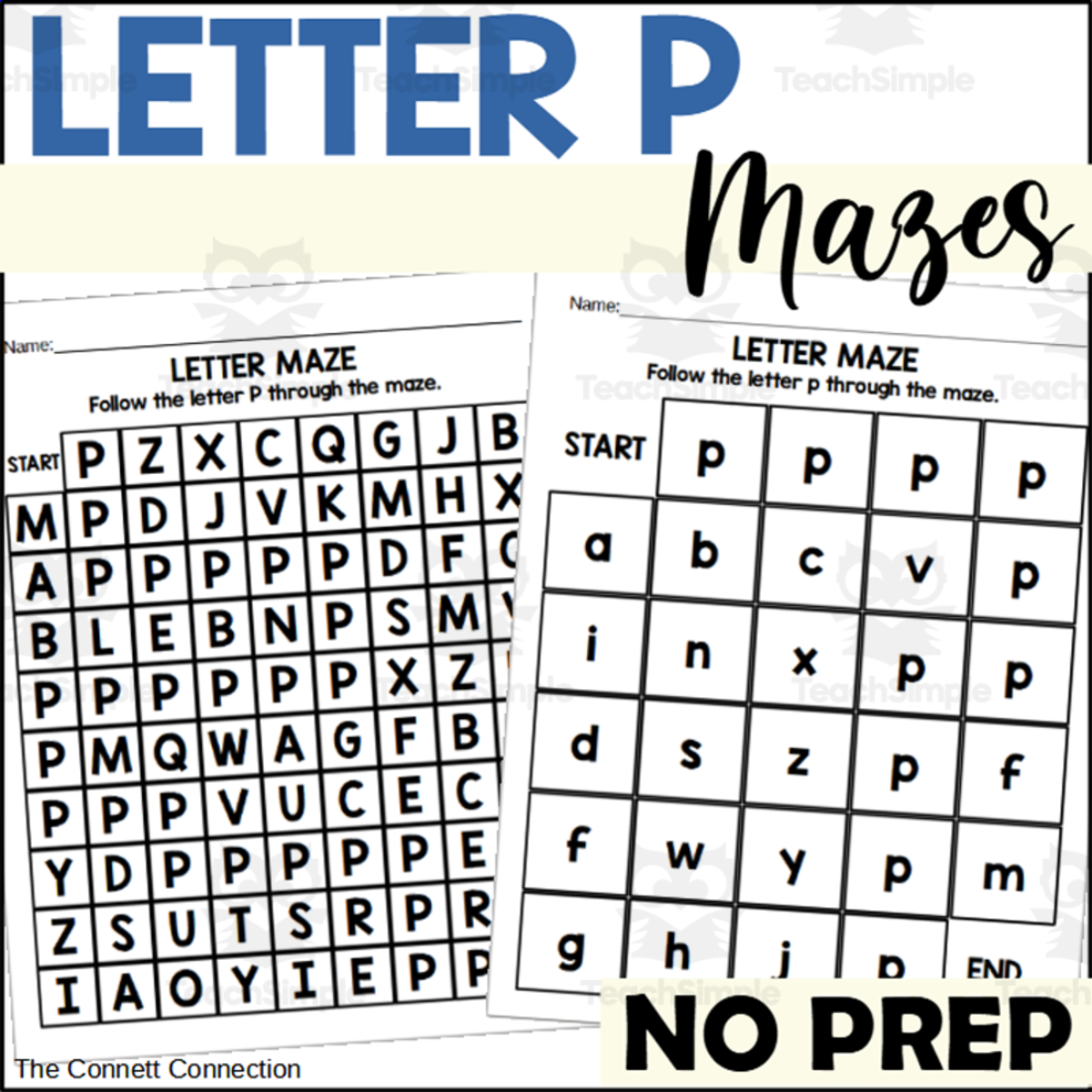 An educational teaching resource from The Connett Connection entitled Letter P Mazes downloadable at Teach Simple.
