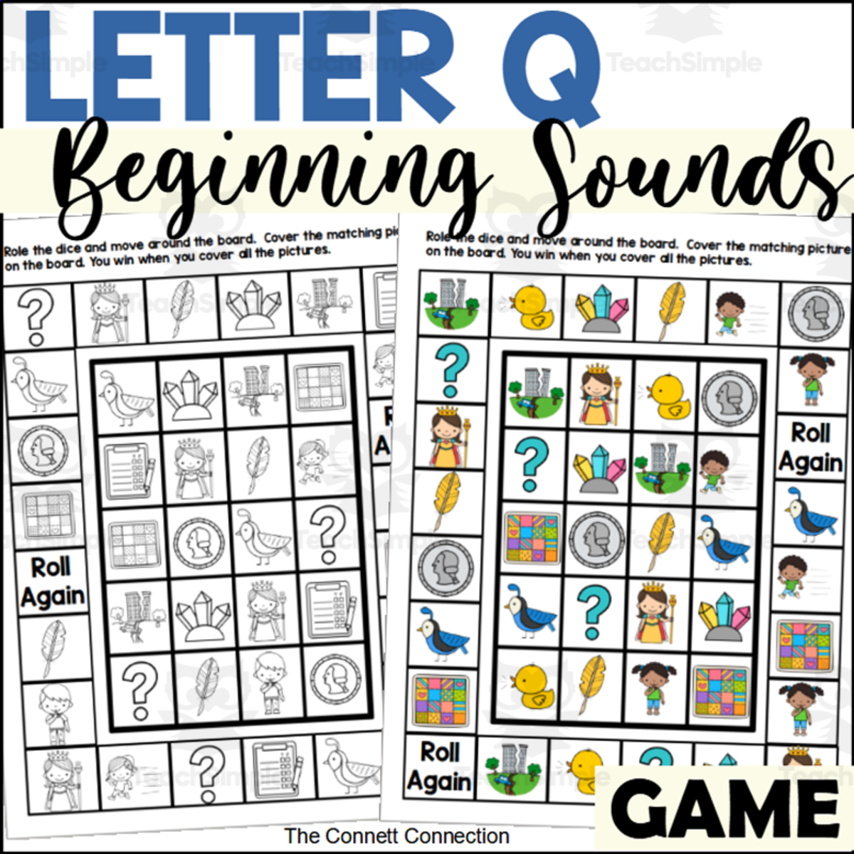 An educational teaching resource from The Connett Connection entitled Letter Q Games downloadable at Teach Simple.