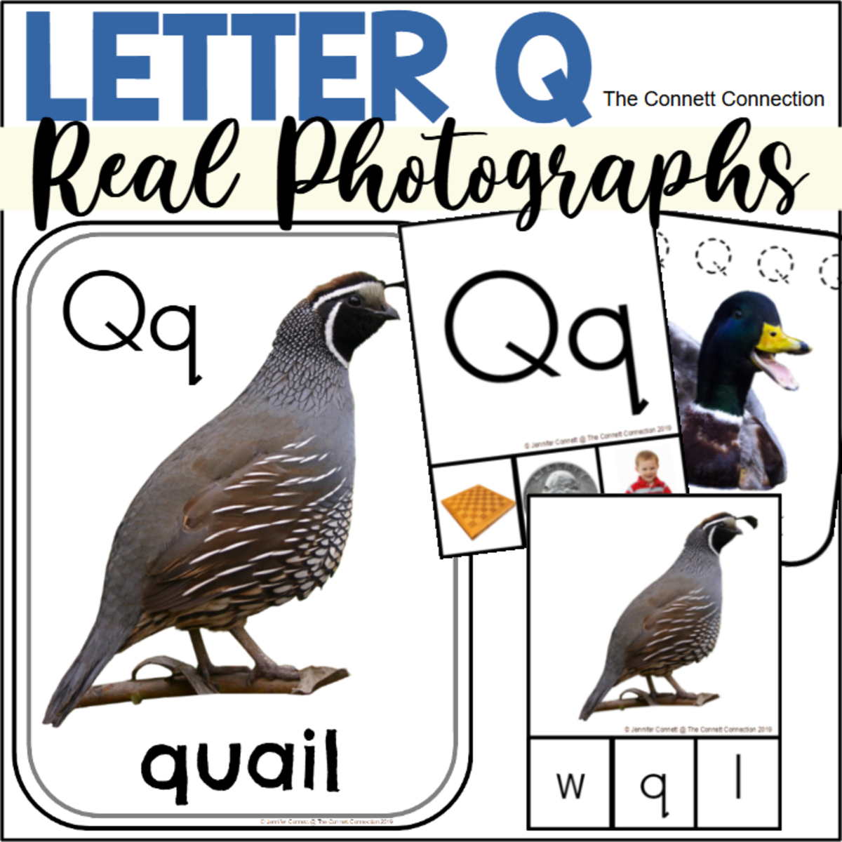 An educational teaching resource from The Connett Connection entitled Letter Q Phonics and Writing Centers with Real Photographs downloadable at Teach Simple.
