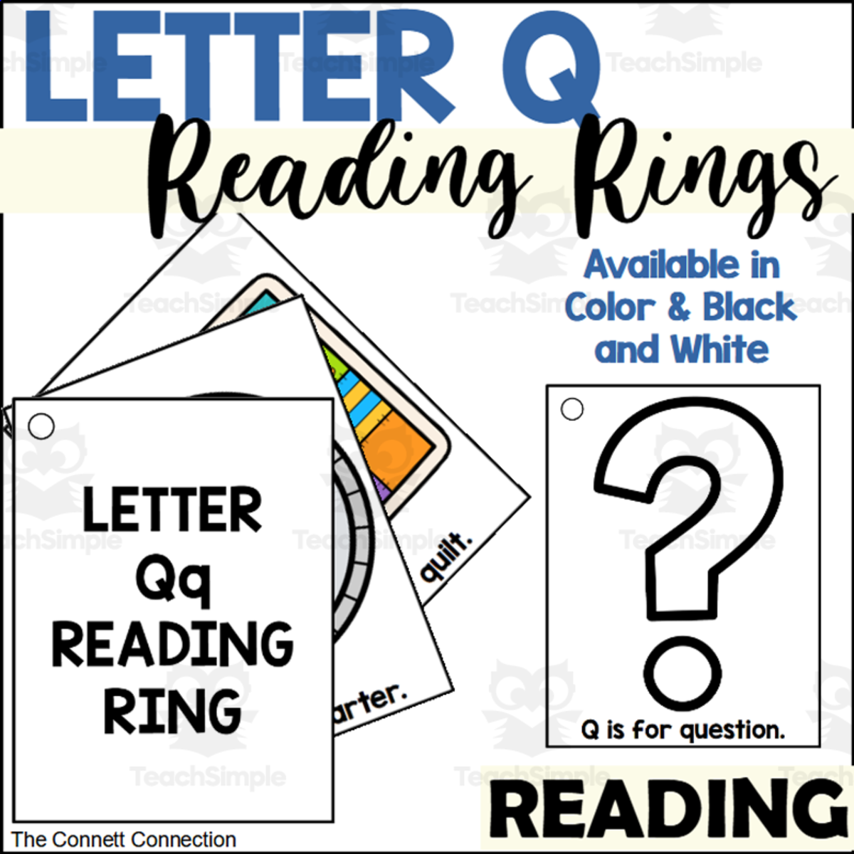 An educational teaching resource from The Connett Connection entitled Letter Q Reading Rings downloadable at Teach Simple.