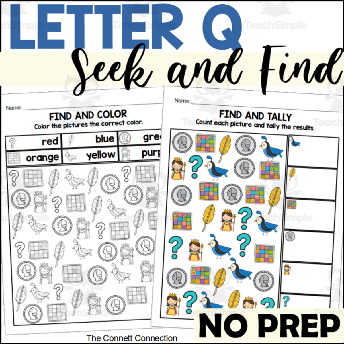 An educational teaching resource from The Connett Connection entitled Letter Q Seek and Find Worksheets downloadable at Teach Simple.