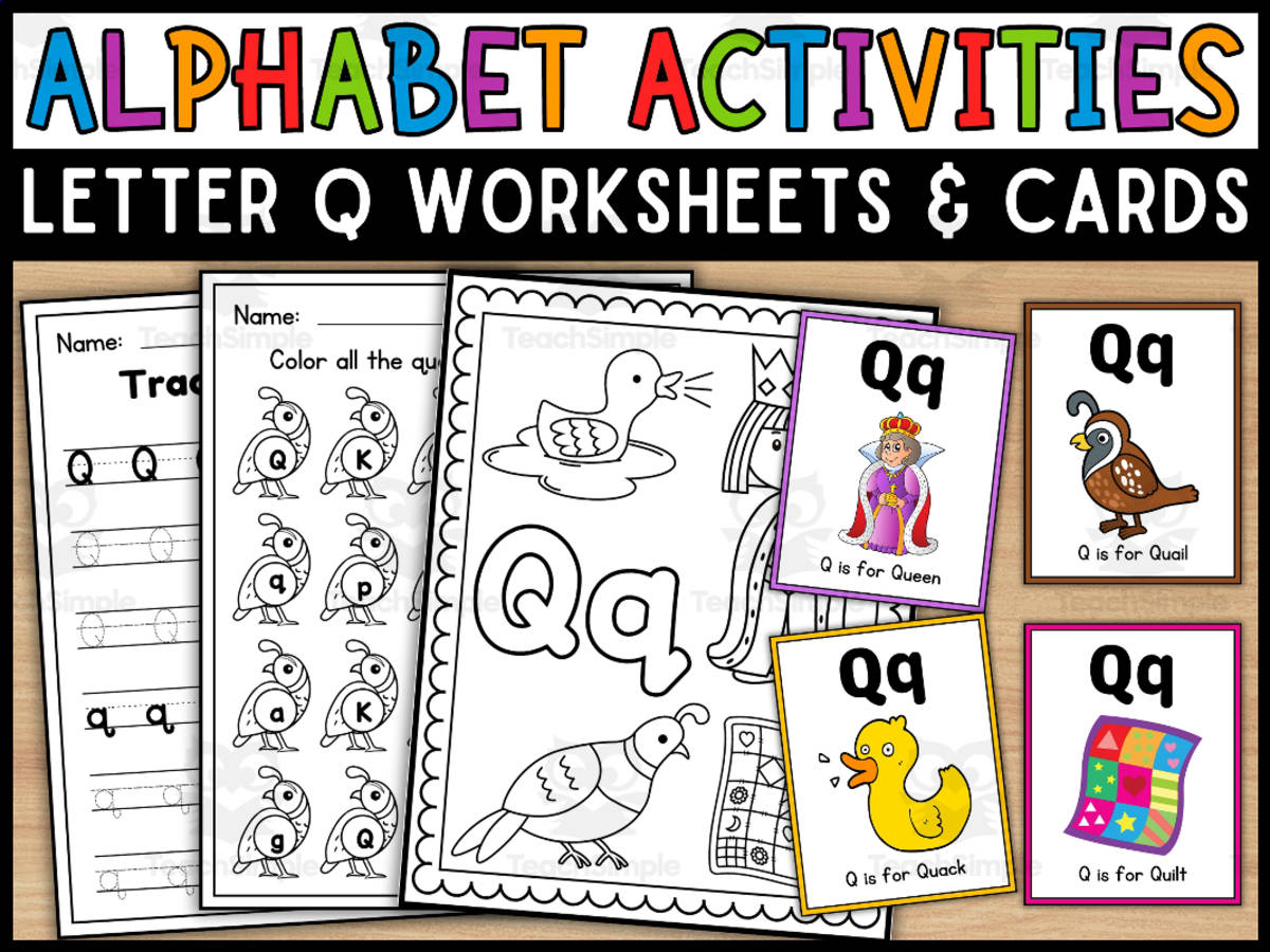 An educational teaching resource from Wonderland School entitled Letter Q Worksheets and Flashcards | Back To School Activity downloadable at Teach Simple.