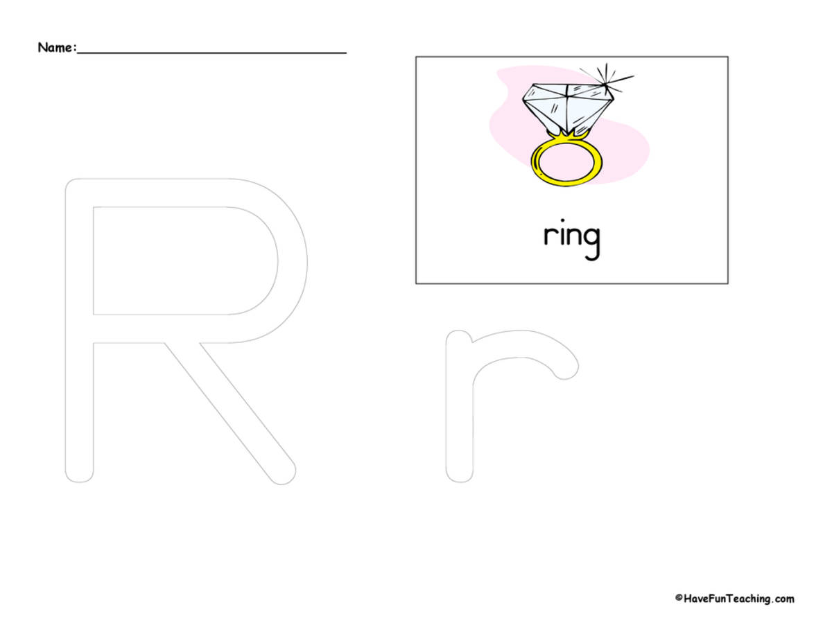 An educational teaching resource from Have Fun Teaching entitled Letter R Tracing Worksheet downloadable at Teach Simple.