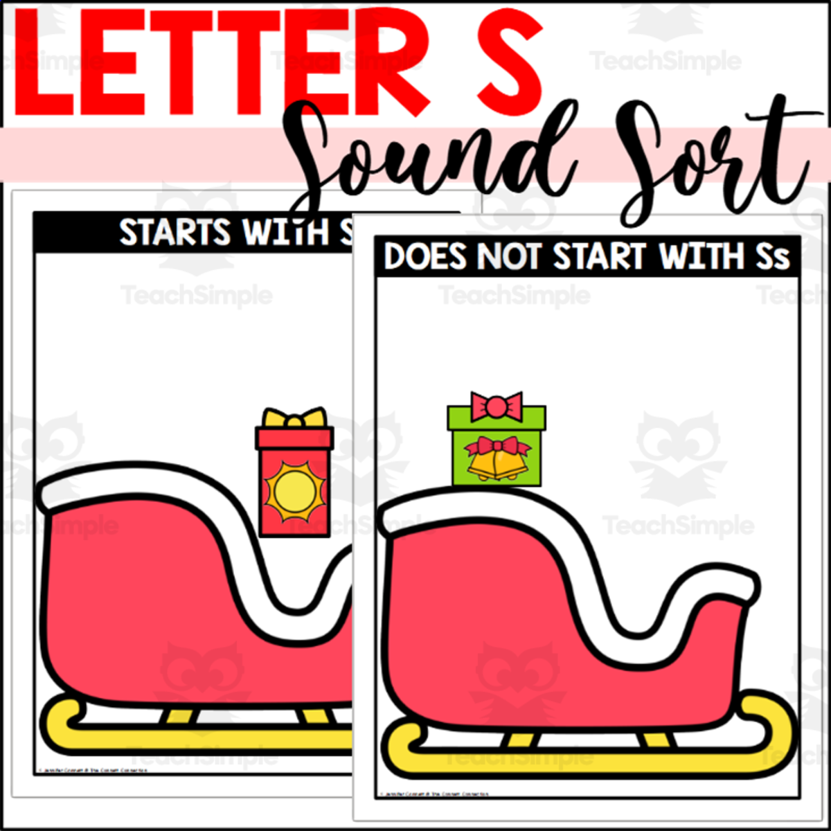 An educational teaching resource from The Connett Connection entitled Letter S Beginning Sound Sort - Santa Themed downloadable at Teach Simple.