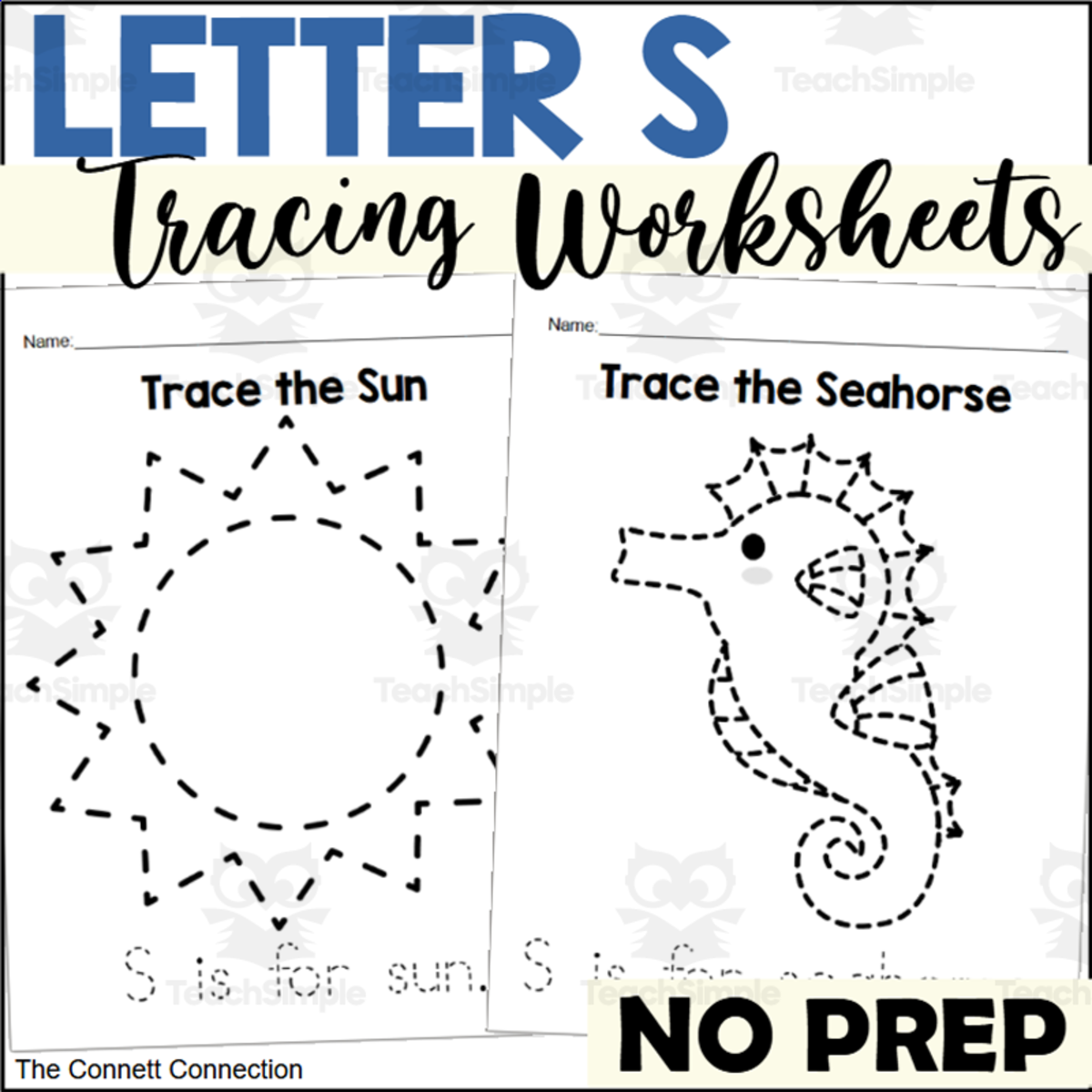 An educational teaching resource from The Connett Connection entitled Letter S Tracing Worksheets downloadable at Teach Simple.