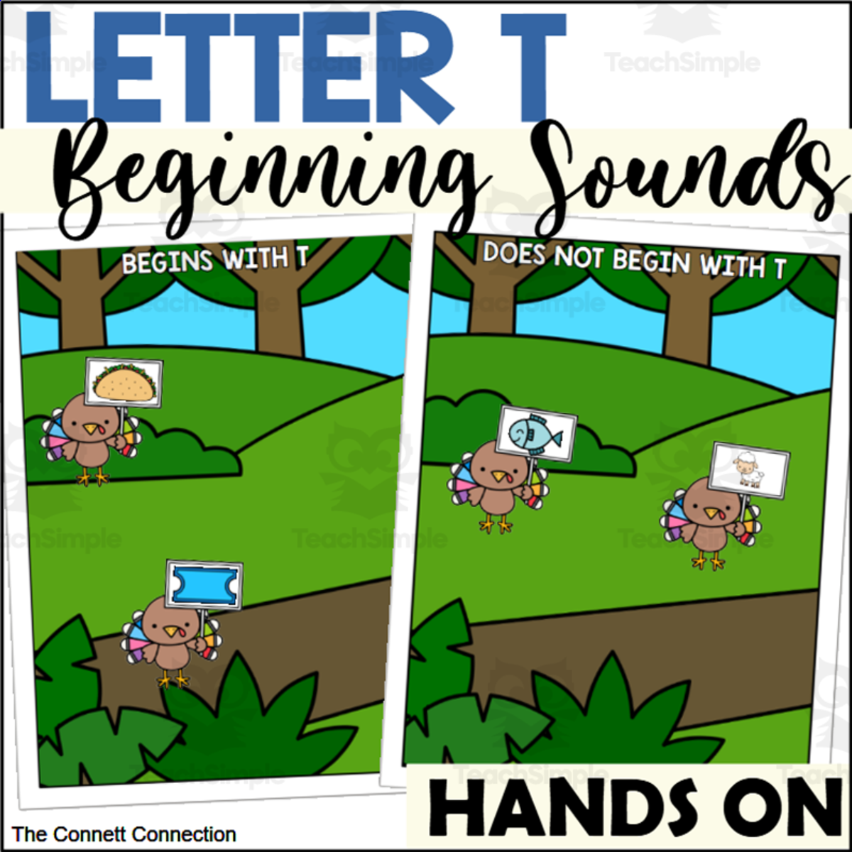 An educational teaching resource from The Connett Connection entitled Letter T Beginning Sound Sort downloadable at Teach Simple.