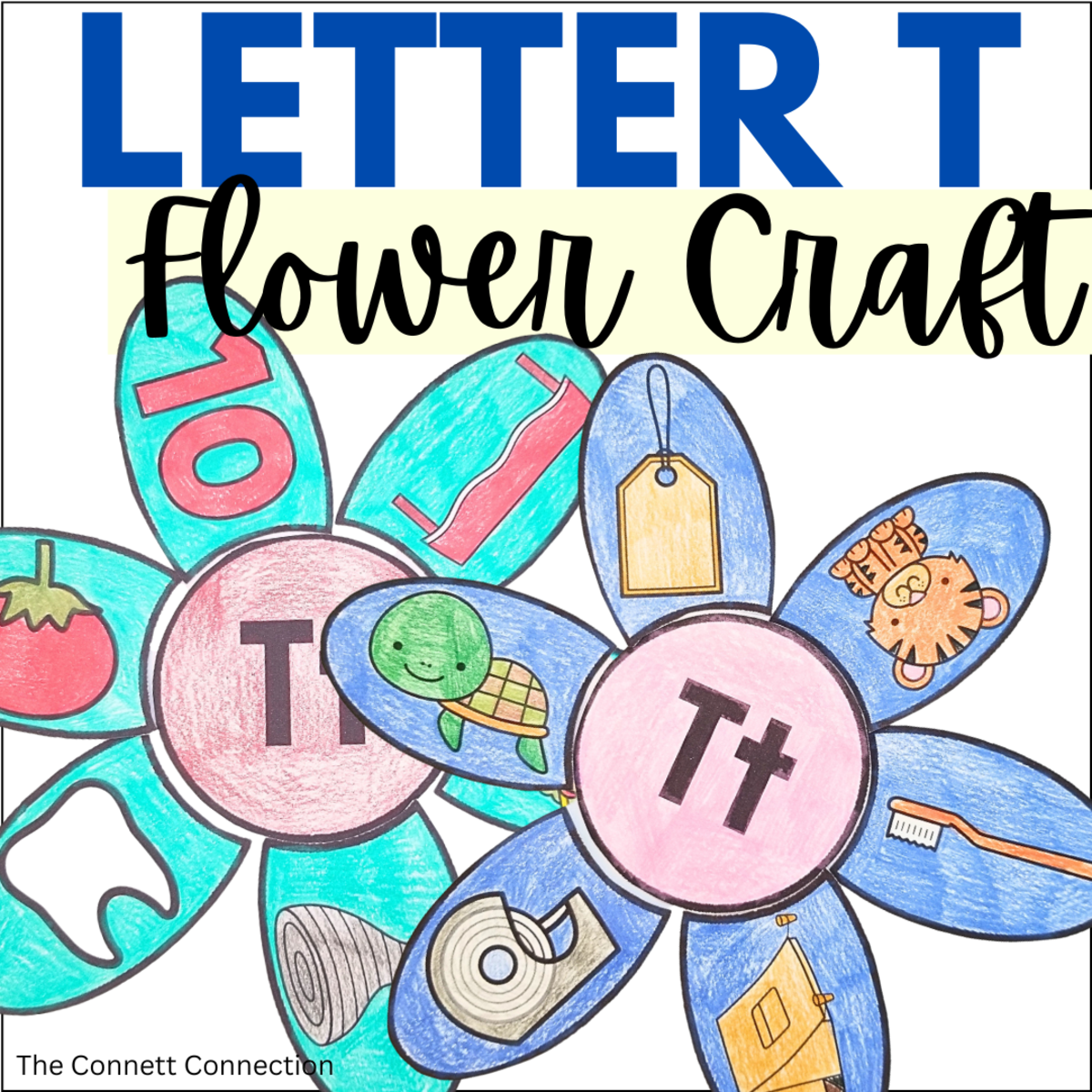 An educational teaching resource from The Connett Connection entitled Letter T Flower Craft downloadable at Teach Simple.