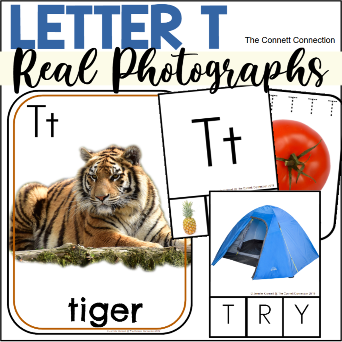 An educational teaching resource from The Connett Connection entitled Letter T Phonics and Writing Centers with Real Photographs downloadable at Teach Simple.
