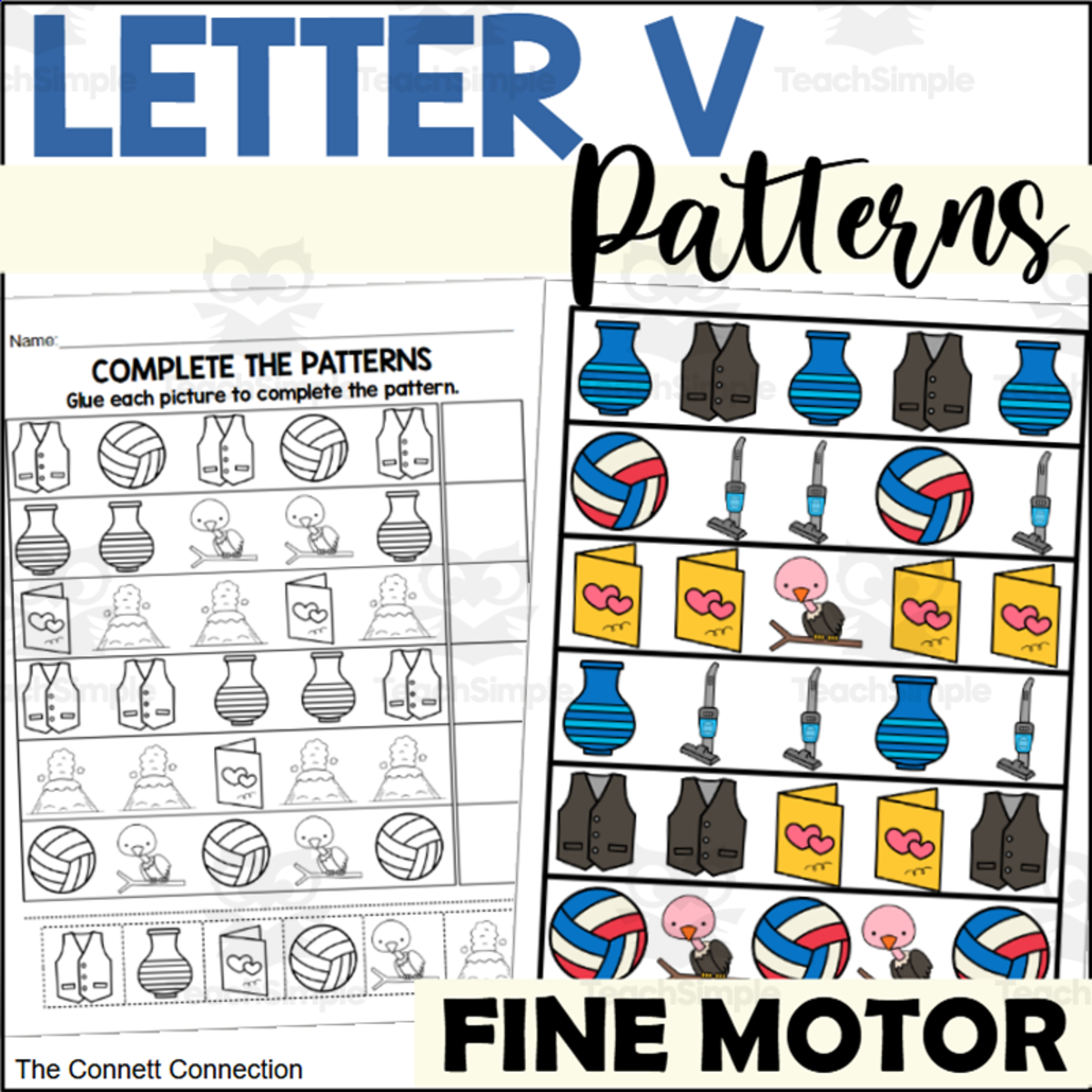 An educational teaching resource from The Connett Connection entitled Letter V Patterns downloadable at Teach Simple.